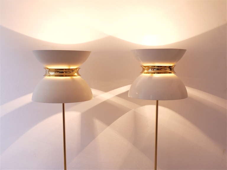Pair of Italian Modernist Brass Floor Lamps from the 1950s Stilnovo Style 4