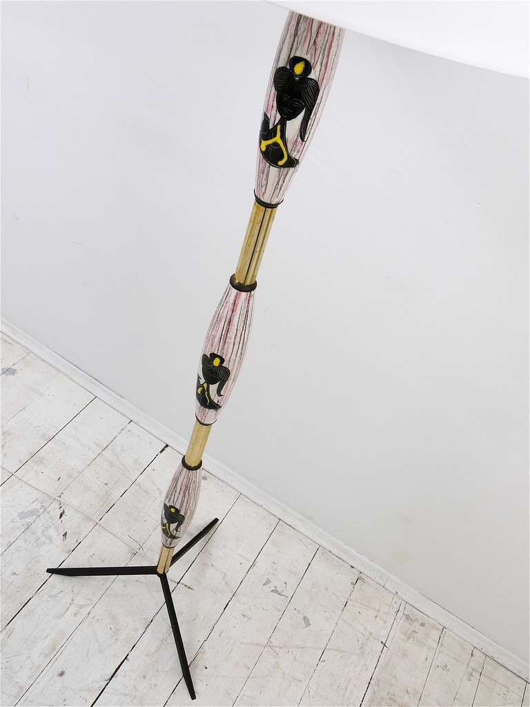 Handpainted Pottery Mid-Century Floor Lamp, Italy, 1950s For Sale 3
