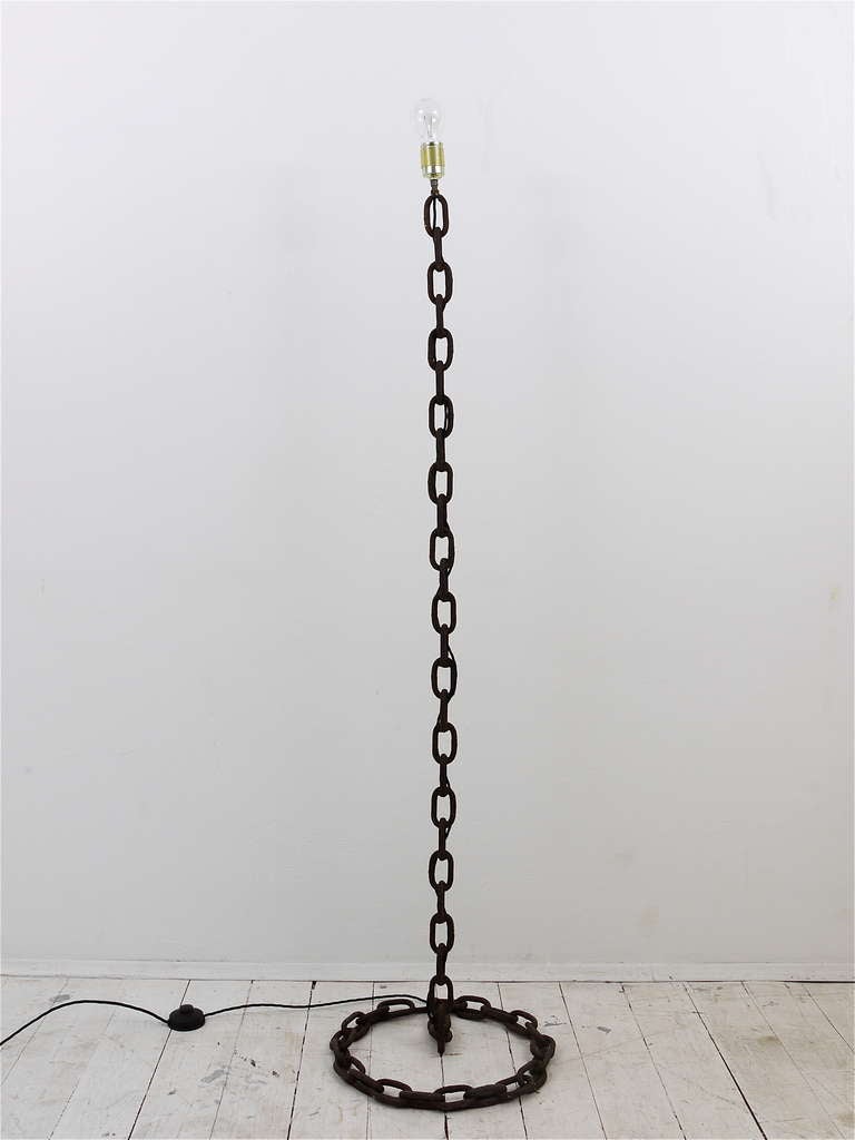 Unknown Nautical Iron Chain Link Floor Lamp in the Manner of Franz West, France, 1970s