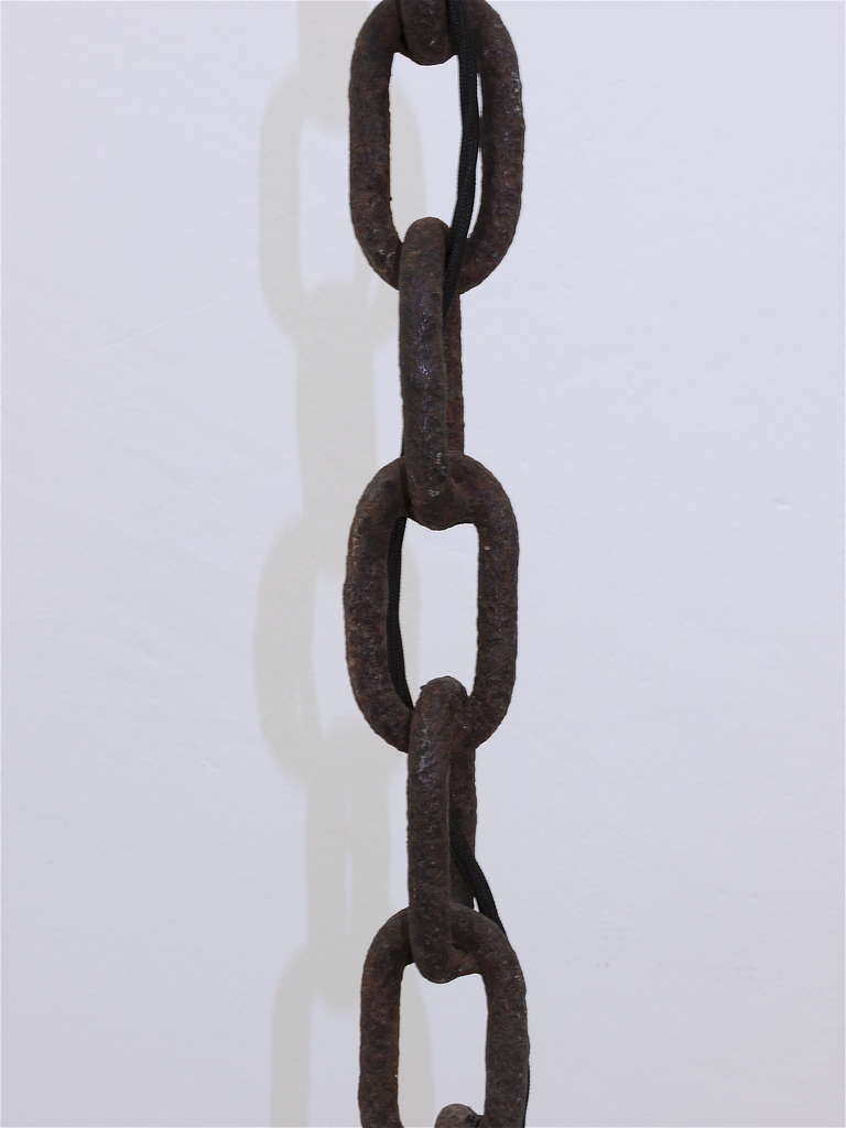 Nautical Iron Chain Link Floor Lamp in the Manner of Franz West, France, 1970s In Excellent Condition In Vienna, AT