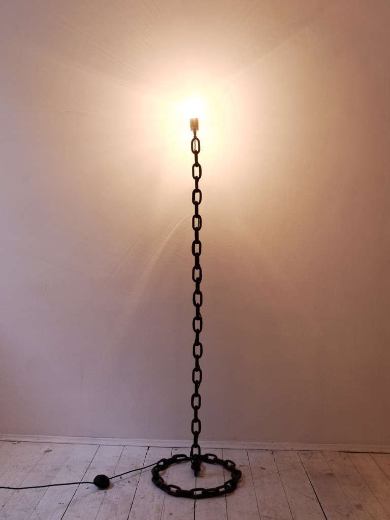 Nautical Iron Chain Link Floor Lamp in the Manner of Franz West, France, 1970s 3