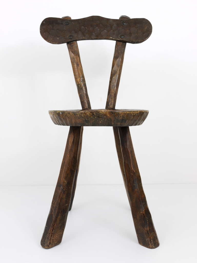 Petite French Carved Wood Chair In The Manner of Alexandre Noll from the 1950s