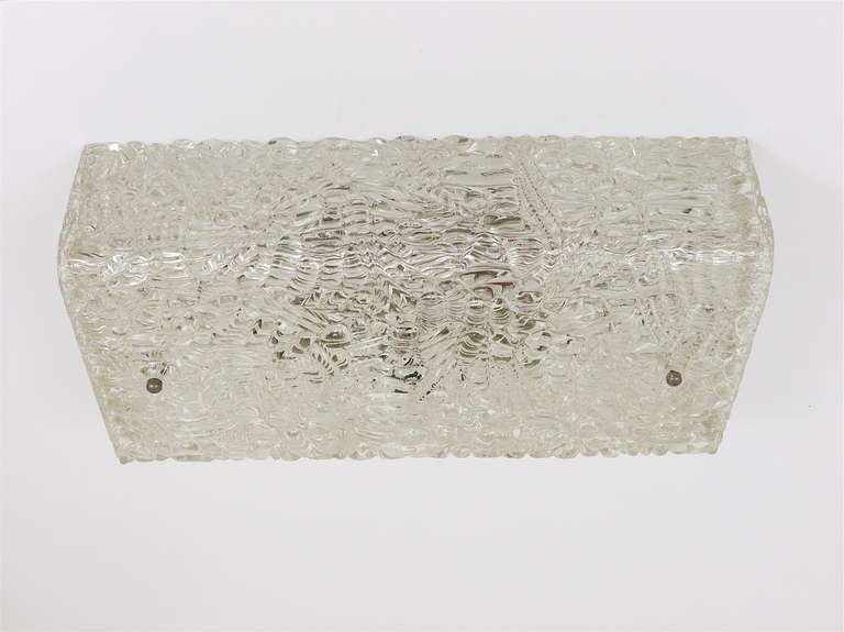 20ième siècle J.T. Applique en verre texturé Kalmar Square Midcentury, Vienne, années 1950 en vente
