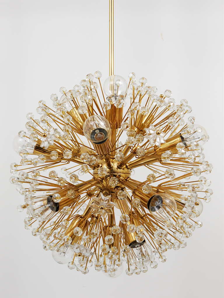 Gold-Plated Blowball Sputnik Chandelier in the Manner of Emil Stejnar Rupert Nik