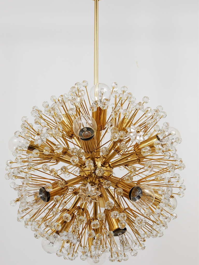 GoldPlated Blowball Sputnik Chandelier in the Manner of Emil Stejnar