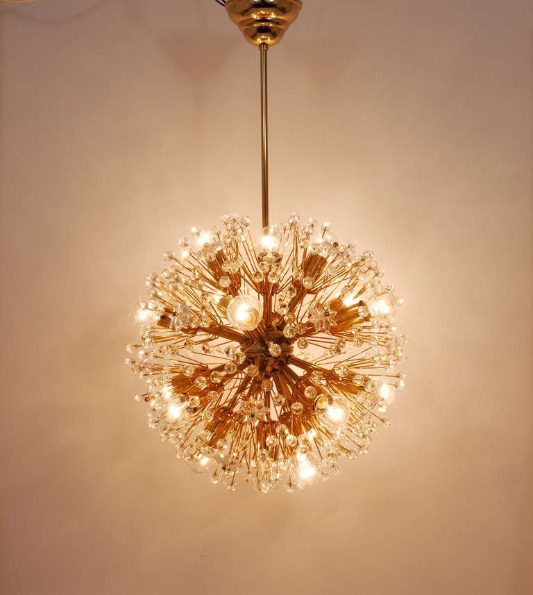 GoldPlated Blowball Sputnik Chandelier in the Manner of Emil Stejnar