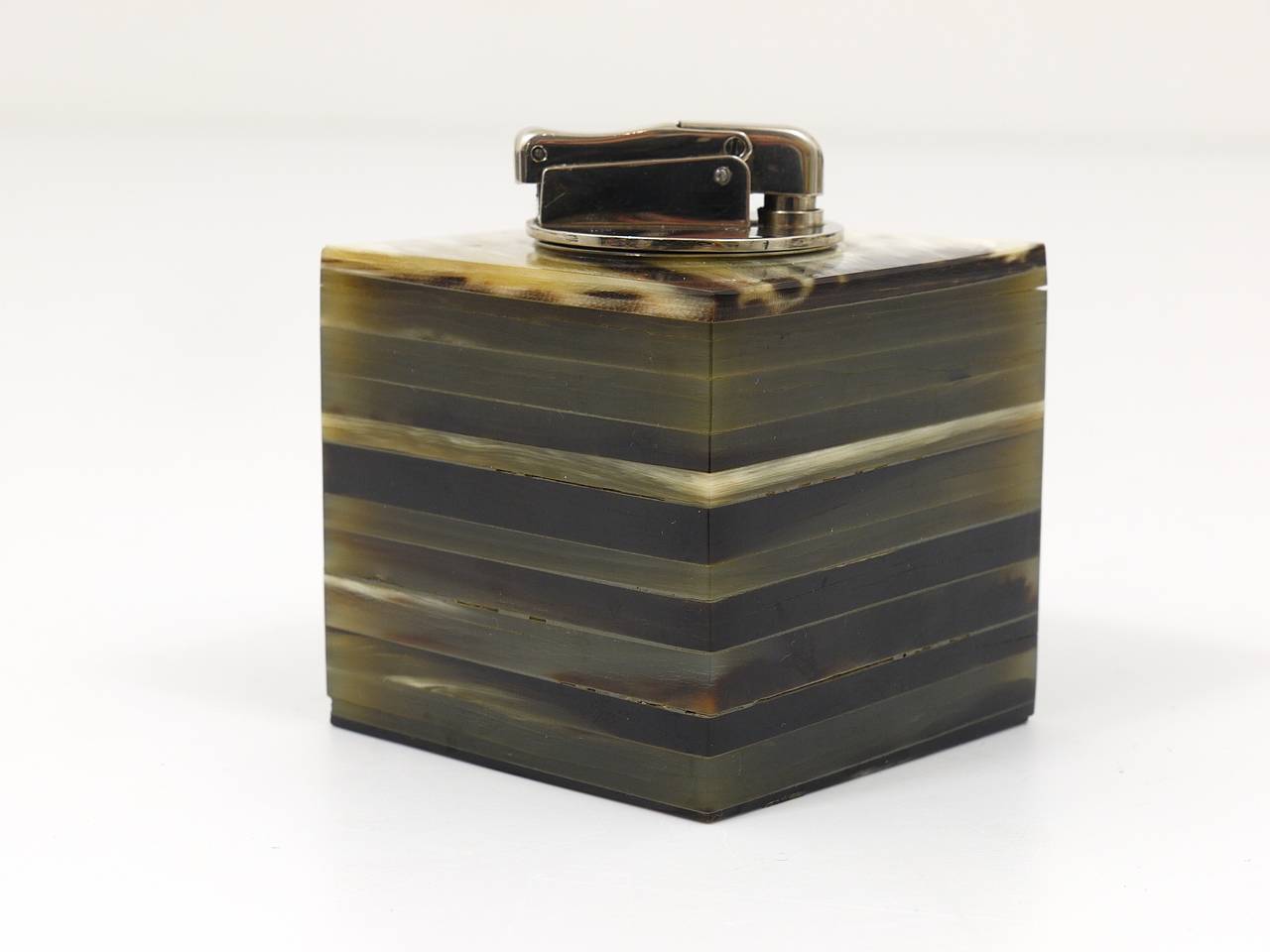 A Rare Carl Aubock Horn Cube Table Lighter, Vienna, 1950s 3