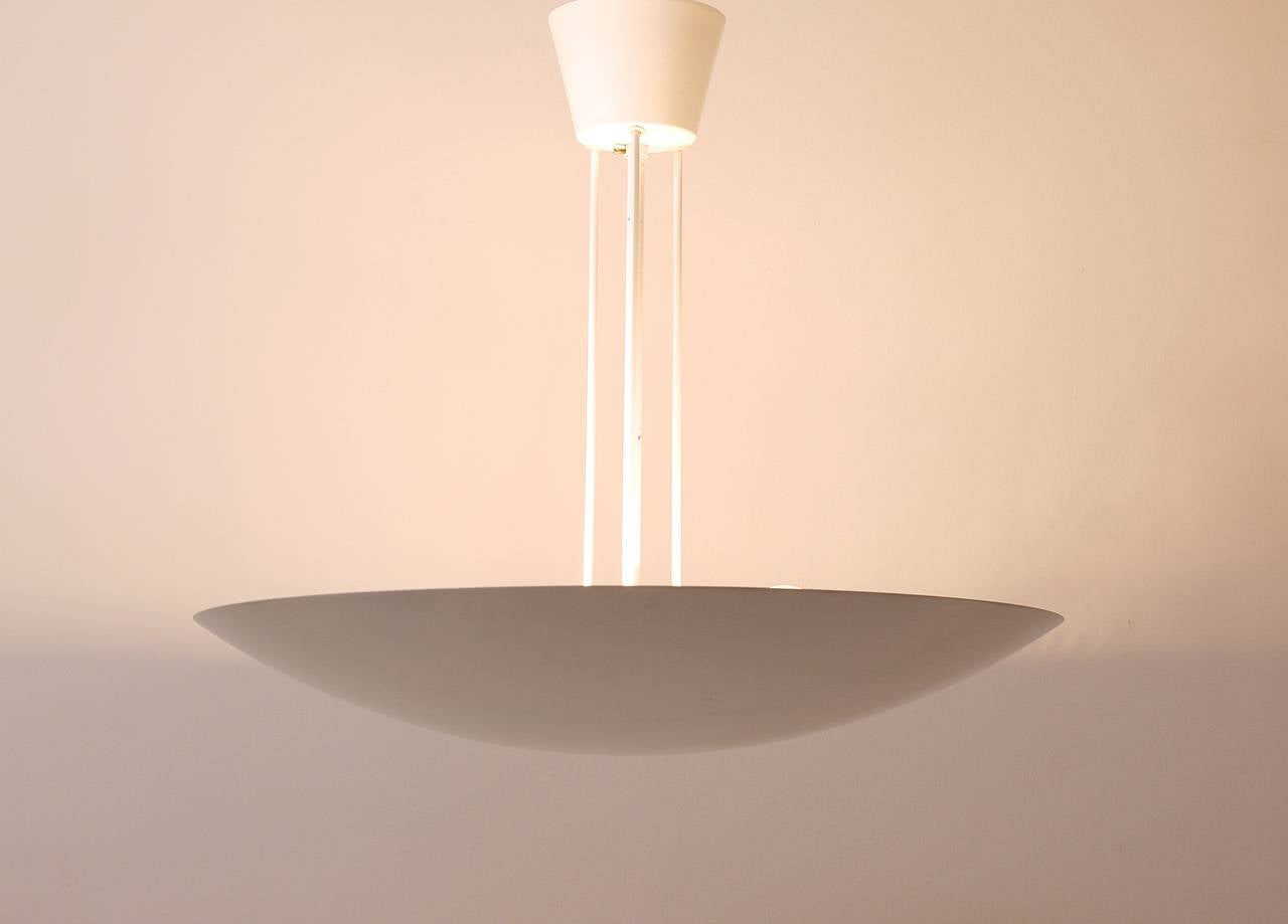 A White Kalmar Uplight Bowl Pendant Lamp, Austria, 1970s In Excellent Condition In Vienna, AT