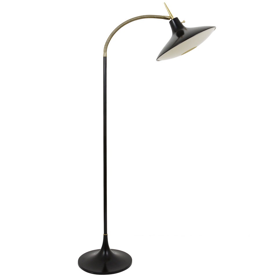 Black Modernist Floor Lamp B-683 by Laurel, 1950s