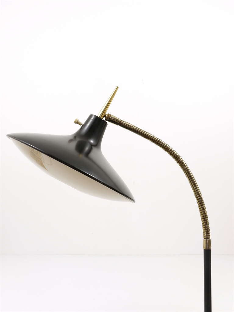 20th Century Black Modernist Floor Lamp B-683 by Laurel, 1950s