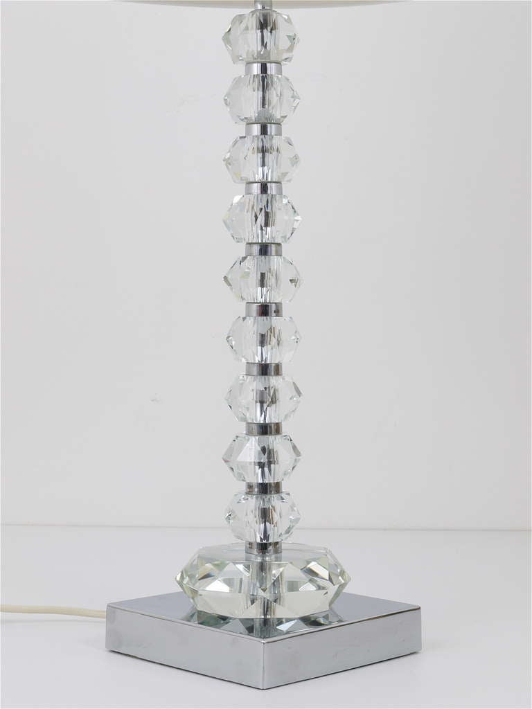 Mid-Century Modern Bakalowits Vienna Diamond Table Lamp With Huge Faceted Crystals