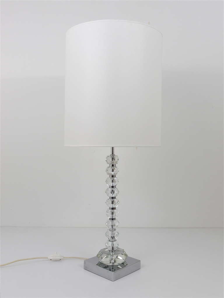 20th Century Bakalowits Vienna Diamond Table Lamp With Huge Faceted Crystals