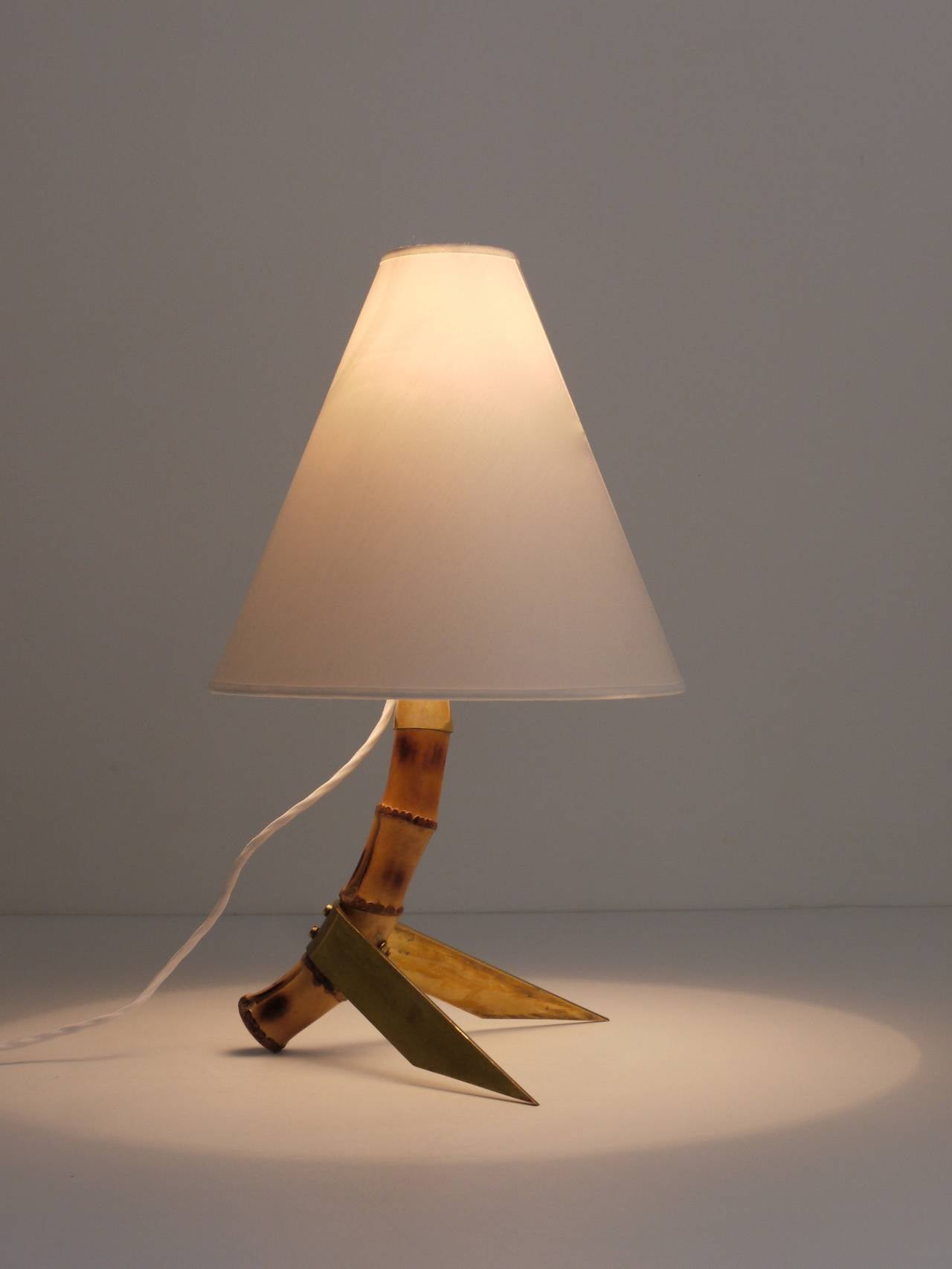 1950s Rupert Nikoll Mid-Century Bamboo Brass Table Lamp, Austria, 1950s In Excellent Condition In Vienna, AT