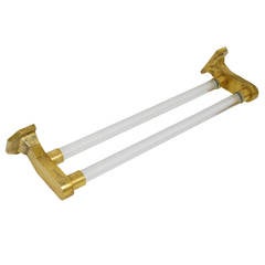 French Art Nouveau Glass Towel Bar Rail, 1920s 2