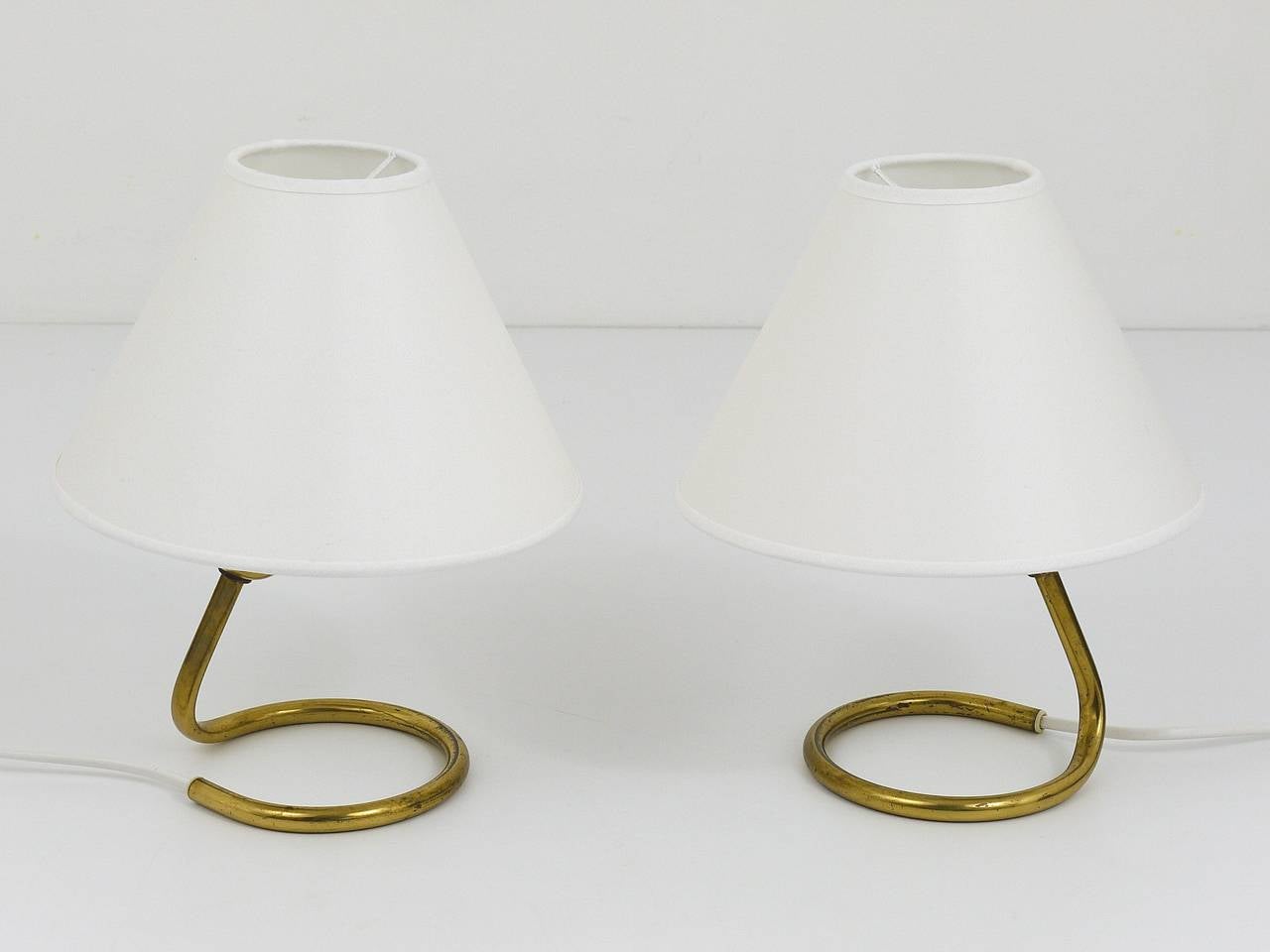 Mid-Century Modern Pair of Mid-Century Brass Table Lamps by Kalmar, Austria, 1950s