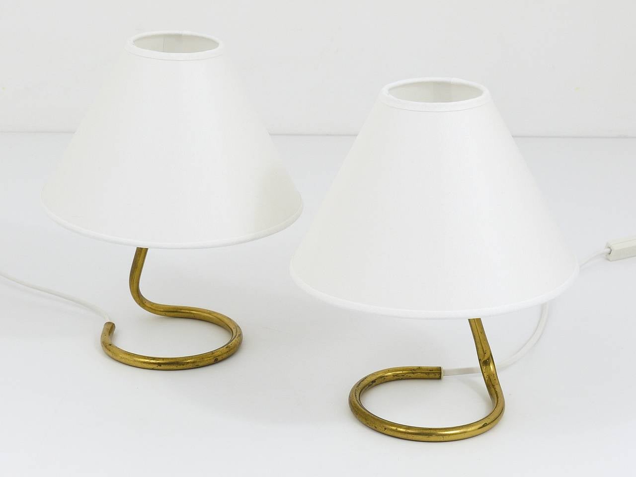Austrian Pair of Mid-Century Brass Table Lamps by Kalmar, Austria, 1950s