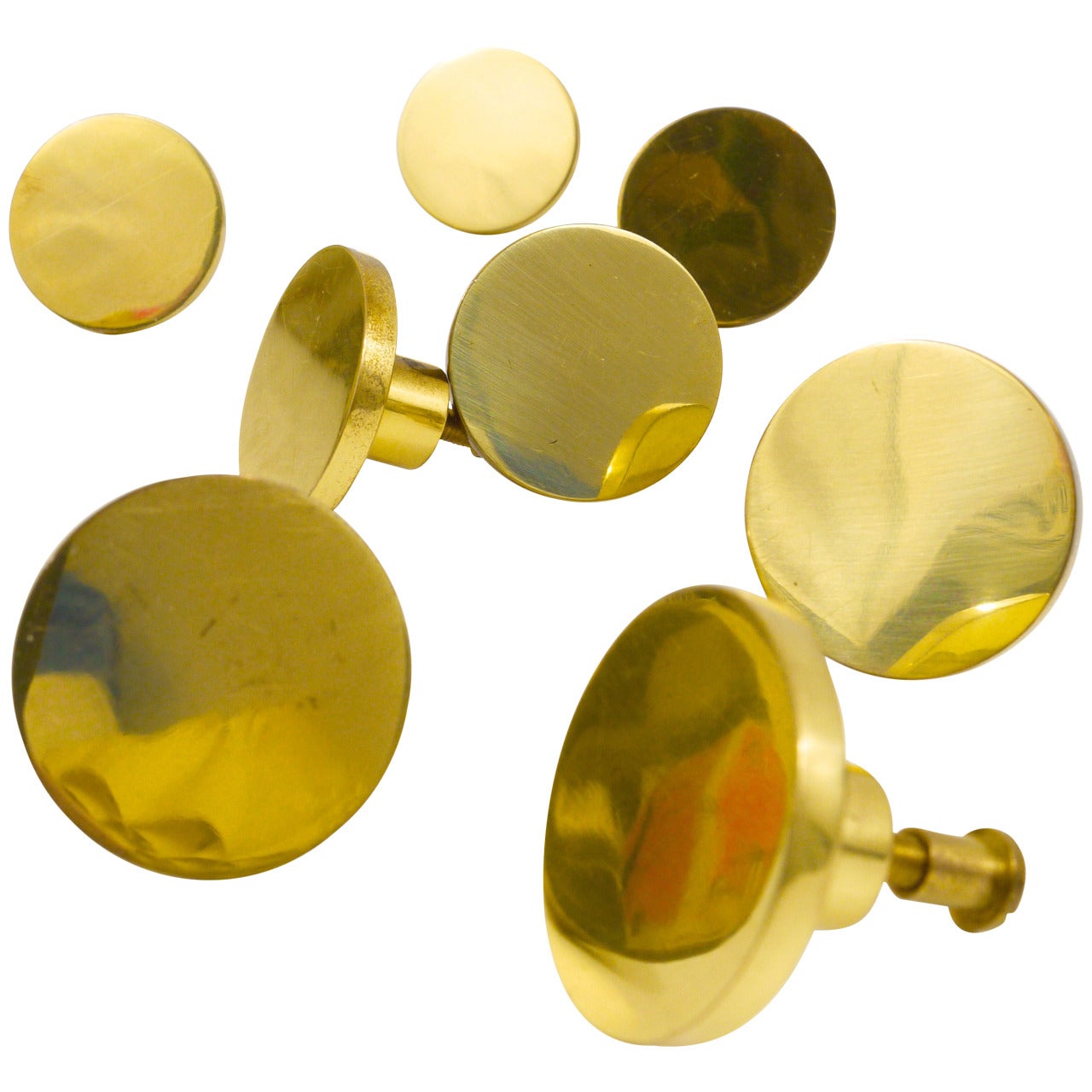 Set of Eight Carl Auböck Brass Knobs, Austria, 1950s