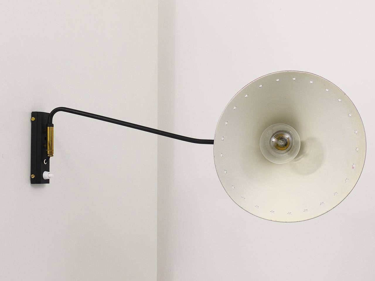 Rene Mathieu Mid-Century Articulating Wall Lamp Sconce, France, 1950s In Good Condition In Vienna, AT