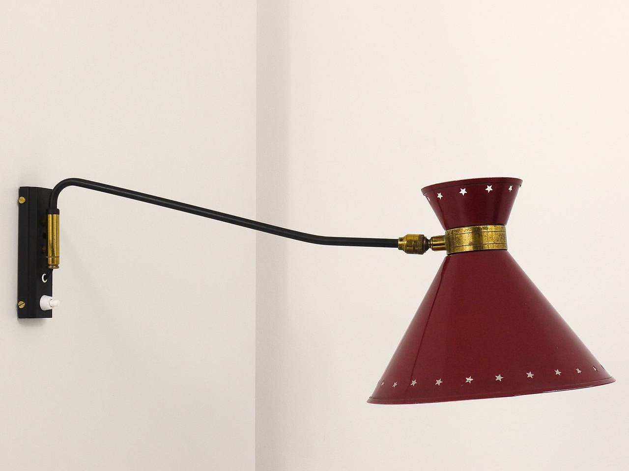 Mid-Century Modern Rene Mathieu Mid-Century Articulating Wall Lamp Sconce, France, 1950s
