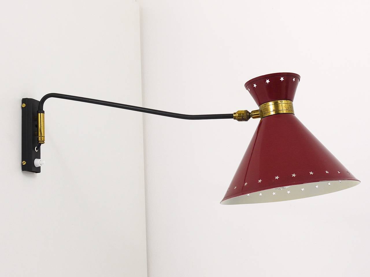 20th Century Rene Mathieu Mid-Century Articulating Wall Lamp Sconce, France, 1950s