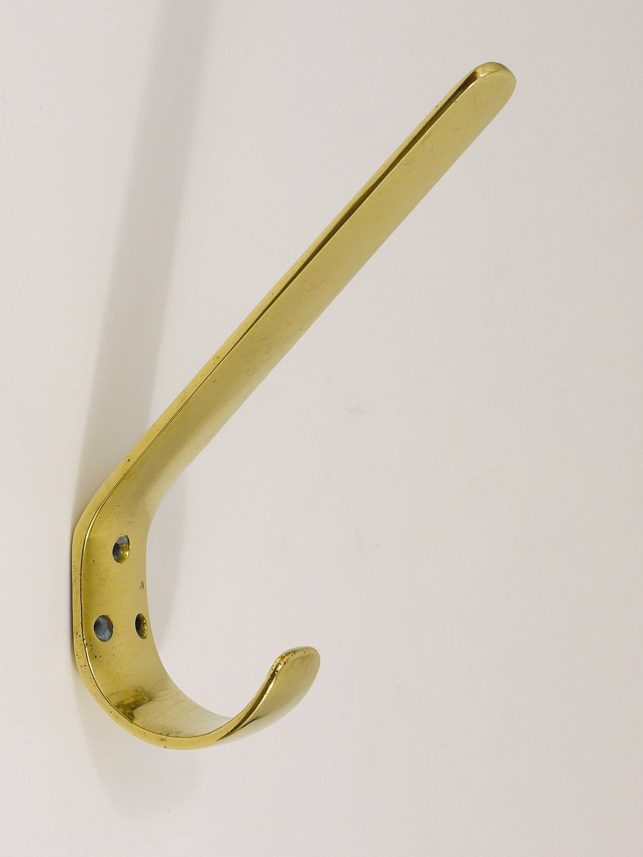 Eight Austrian Modernist Brass Wall Hooks by Hertha Baller, Vienna, 1950s