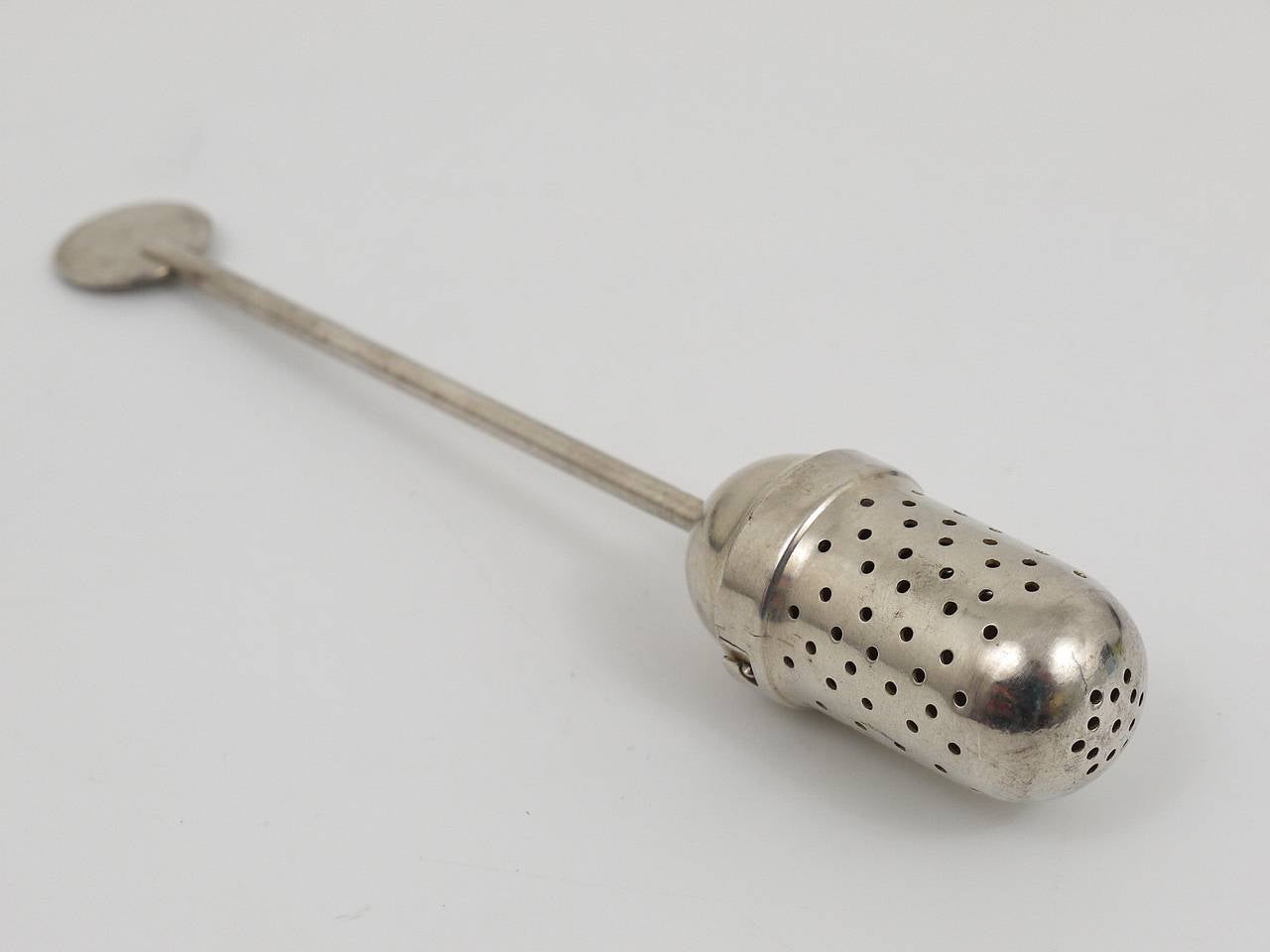 Brass Christian Dell Bauhaus Silver Plated Tea Ball Diffuser, Weimar, Germany, 1920s For Sale