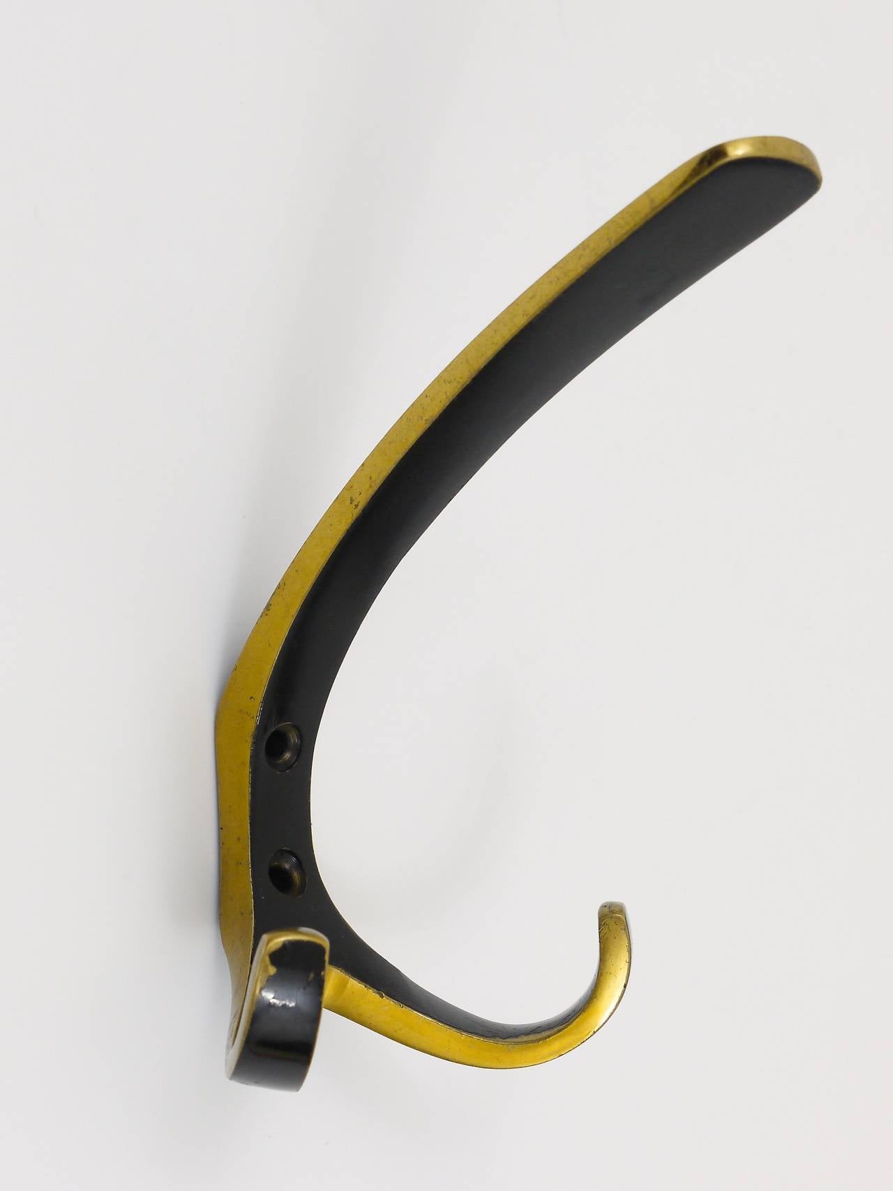 Five Austrian Mid-Century Brass Wall Hooks by Hertha Baller, 1950s