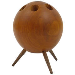 Carl Aubock Walnut Ball Tripod Candlestick Candleholder, Austria, 1950s 2