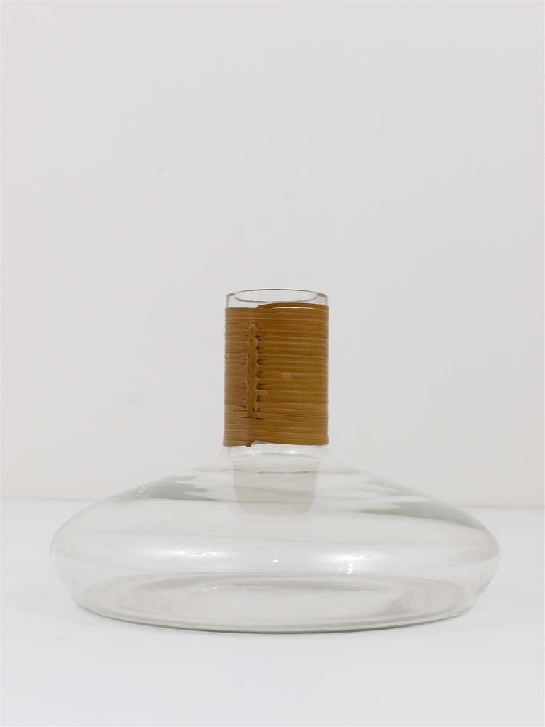 20th Century Carl Aubock Viennese Vase Decanter Tuberkulinkolben with Wickerwork Top