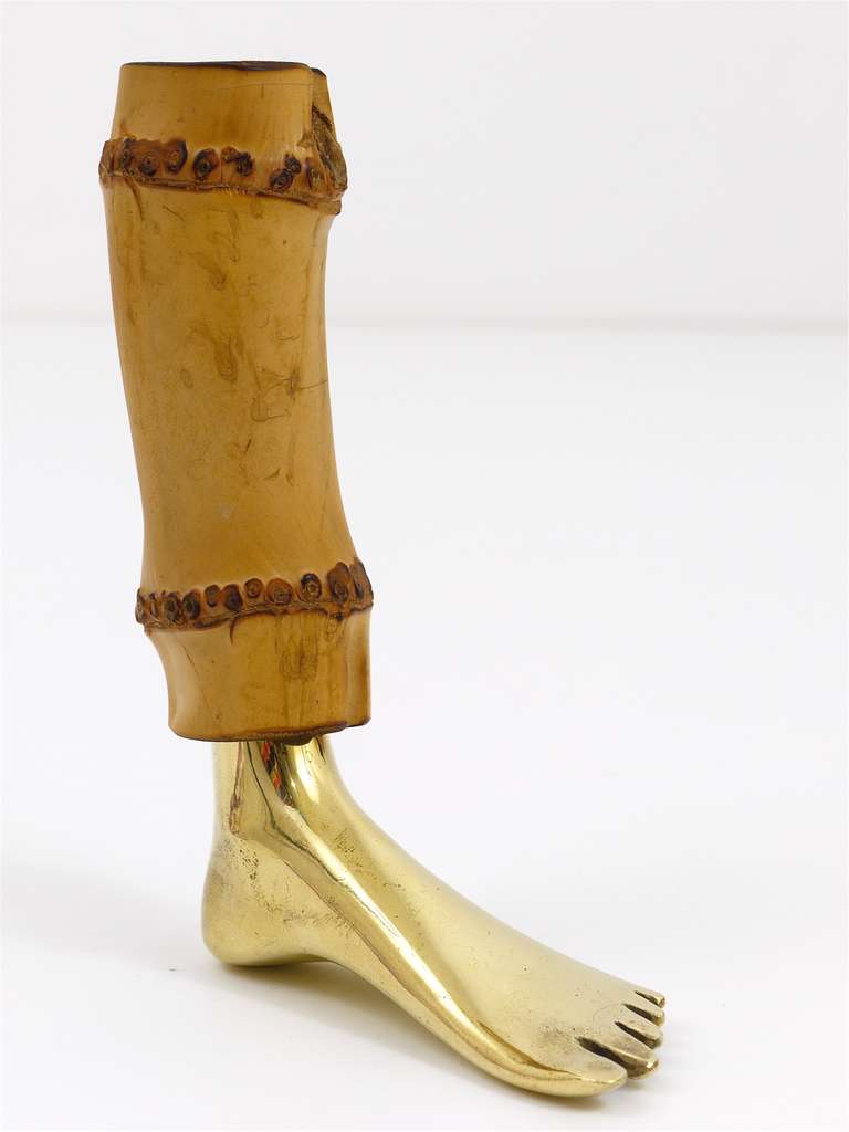 Carl Aubock Modernist Foot Cork Screw Brass Bamboo from the 1950s 1