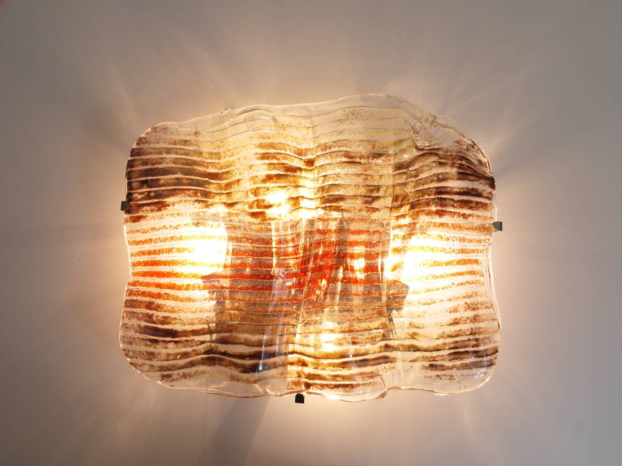 20th Century Huge Kalmar Sconce Wall Light with a Striped Murano Glass Panel, 1970s, Austria
