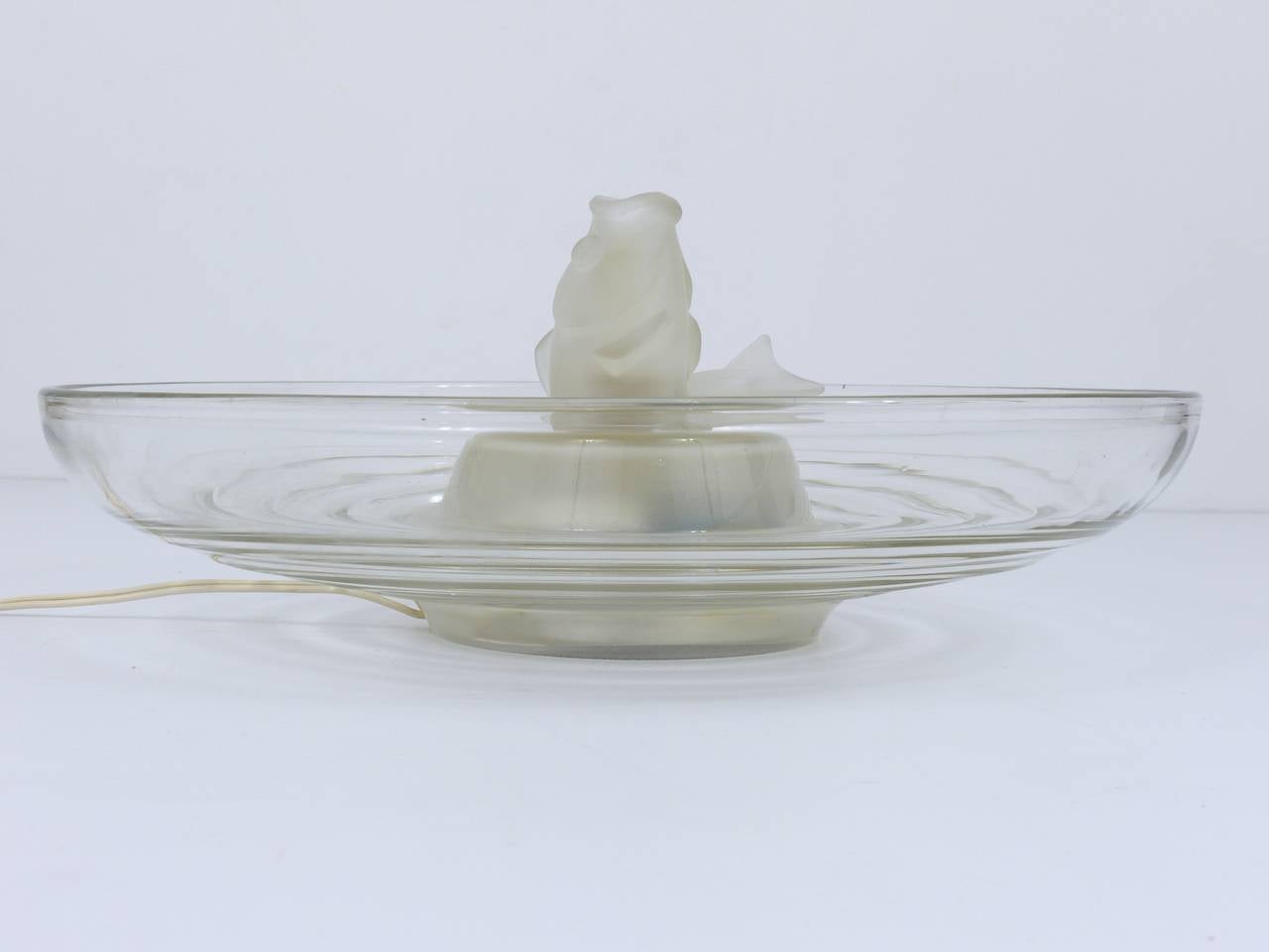 Beleuchteter Tischbrunnen mit einem Glasfisch:: 