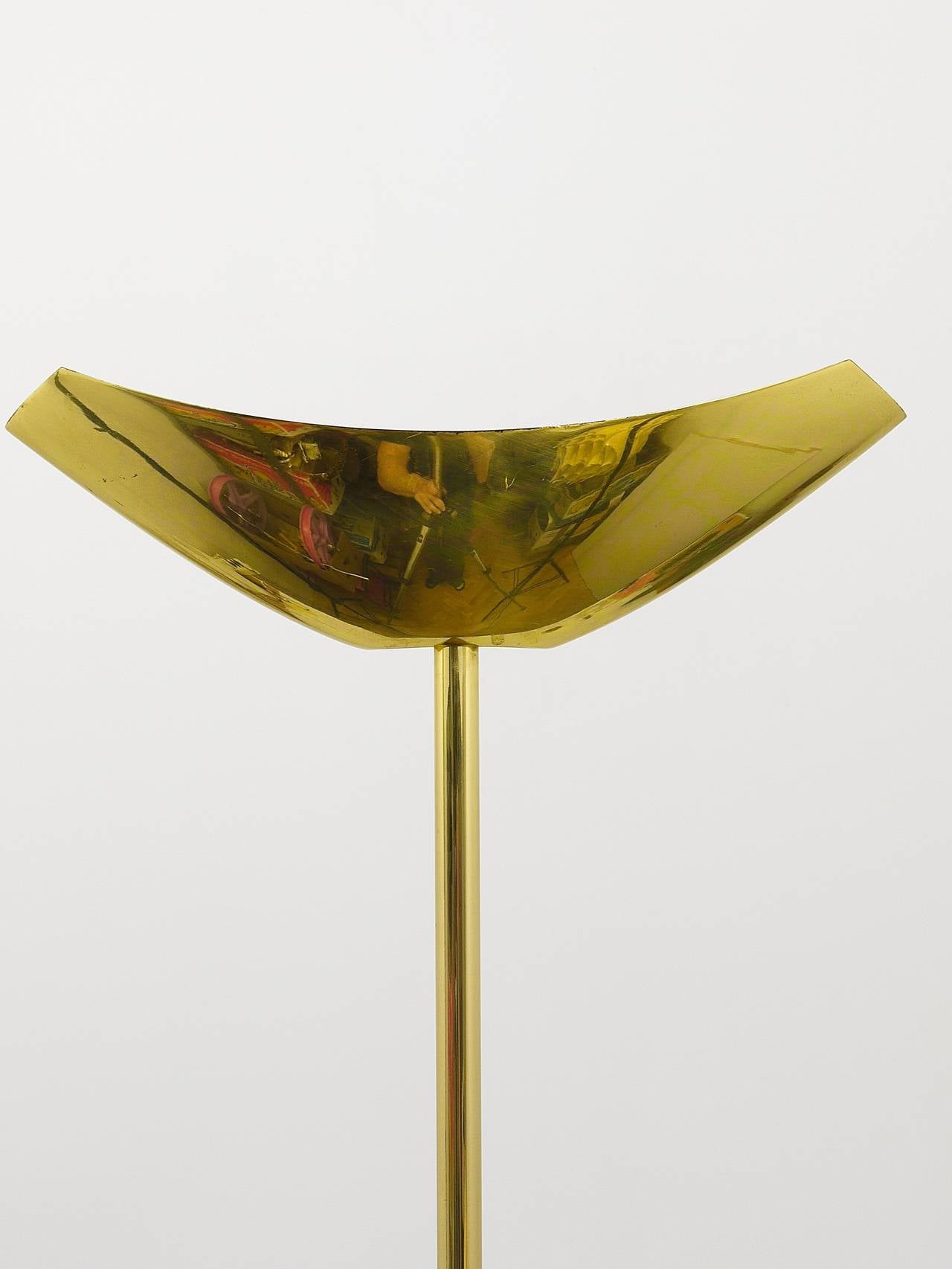 Rodolfo Dordoni Postmodern Brass & Wood Uplight Floor Lamp, Italy, 1980s For Sale 1