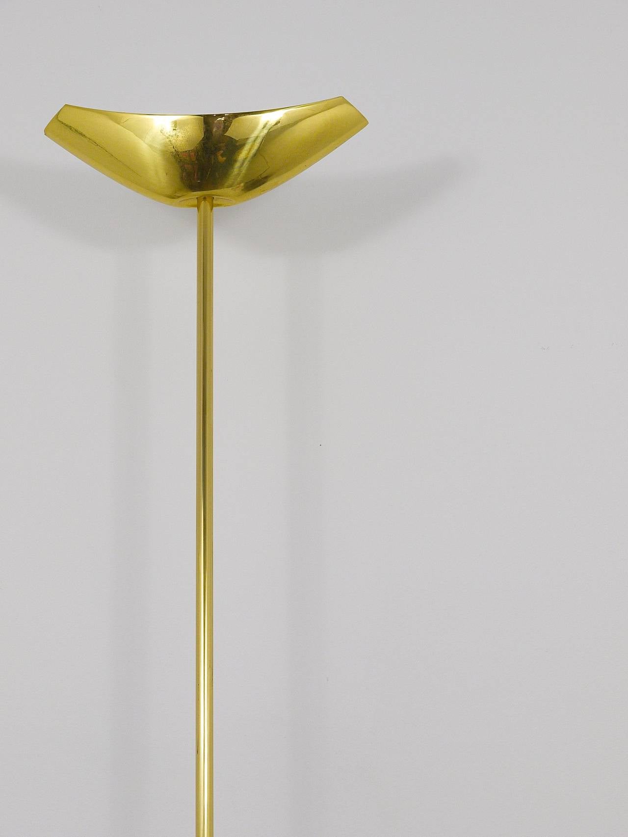 Rodolfo Dordoni Postmodern Brass & Wood Uplight Floor Lamp, Italy, 1980s For Sale 2