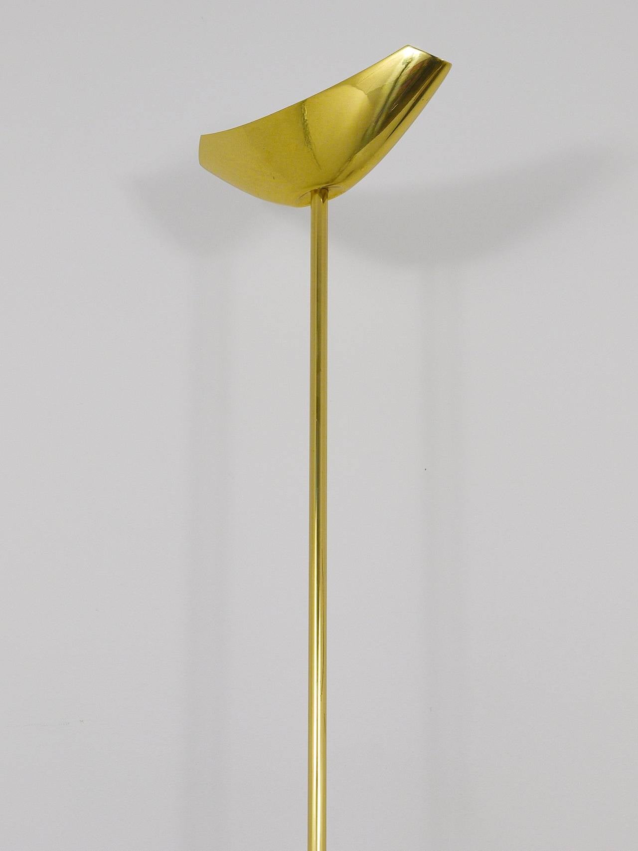 Rodolfo Dordoni Postmodern Brass & Wood Uplight Floor Lamp, Italy, 1980s For Sale 3
