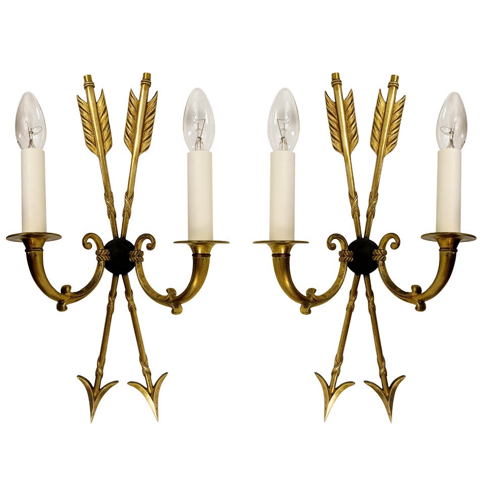 A Pair of Arrow Wall Sconces In The Manner of Maison Charles, France, 1960s