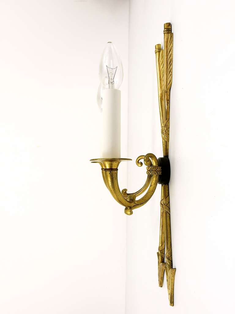 French A Pair of Arrow Wall Sconces In The Manner of Maison Charles, France, 1960s
