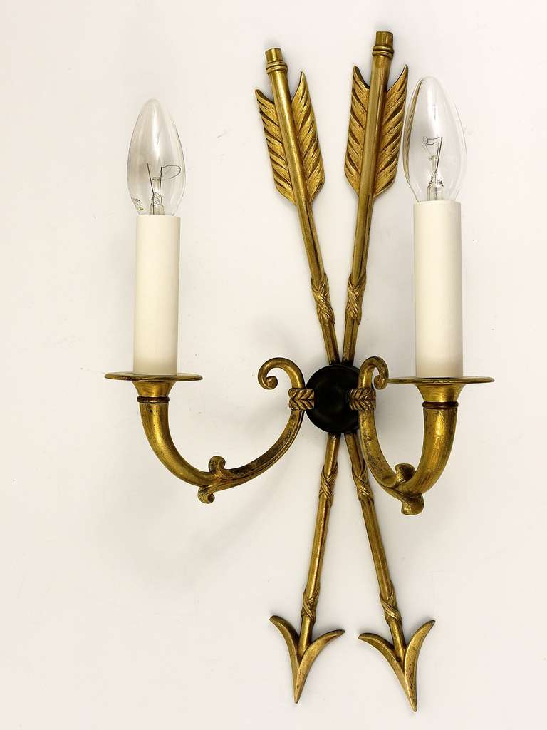 20th Century A Pair of Arrow Wall Sconces In The Manner of Maison Charles, France, 1960s