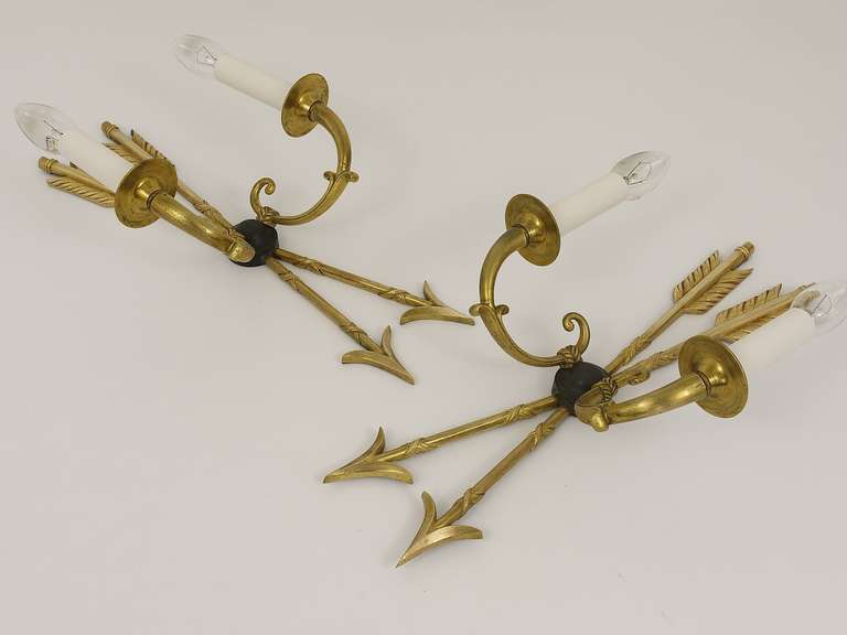 A Pair of Arrow Wall Sconces In The Manner of Maison Charles, France, 1960s 2