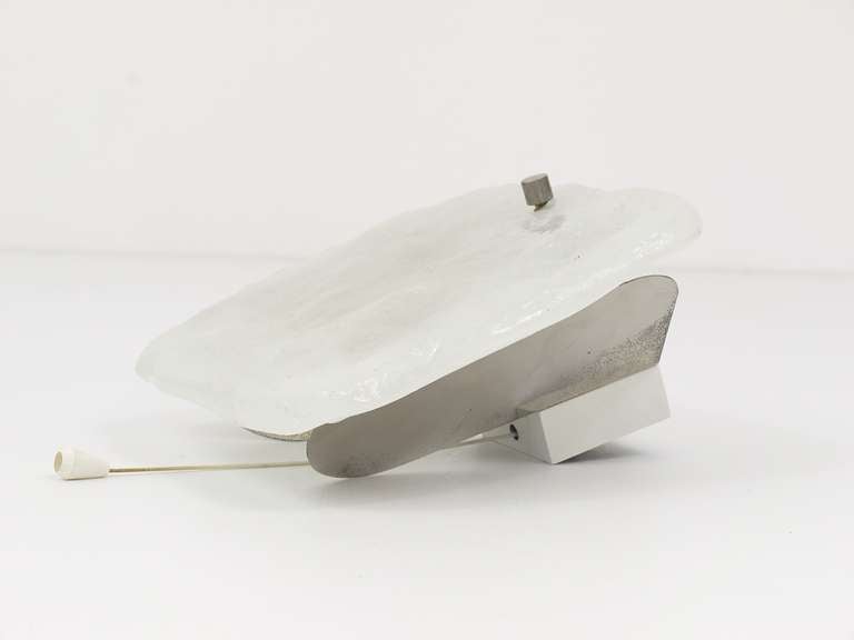 Midcentury Kalmar Frosted Ice Glass Panel Sconce Wall Light, Austria, 1960s For Sale 2