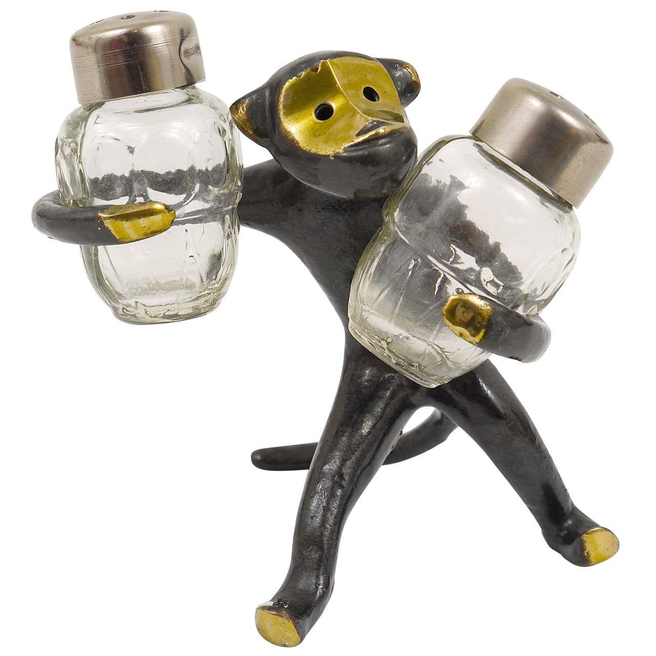 Walter Bosse Monkey Salt and Pepper Shaker Set, Baller Austria, 1950s