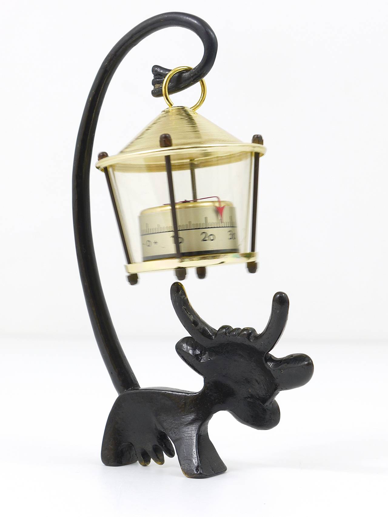 20th Century Walter Bosse Cow Figurine Table Thermometer by Herta Baller, Austria, 1950s For Sale