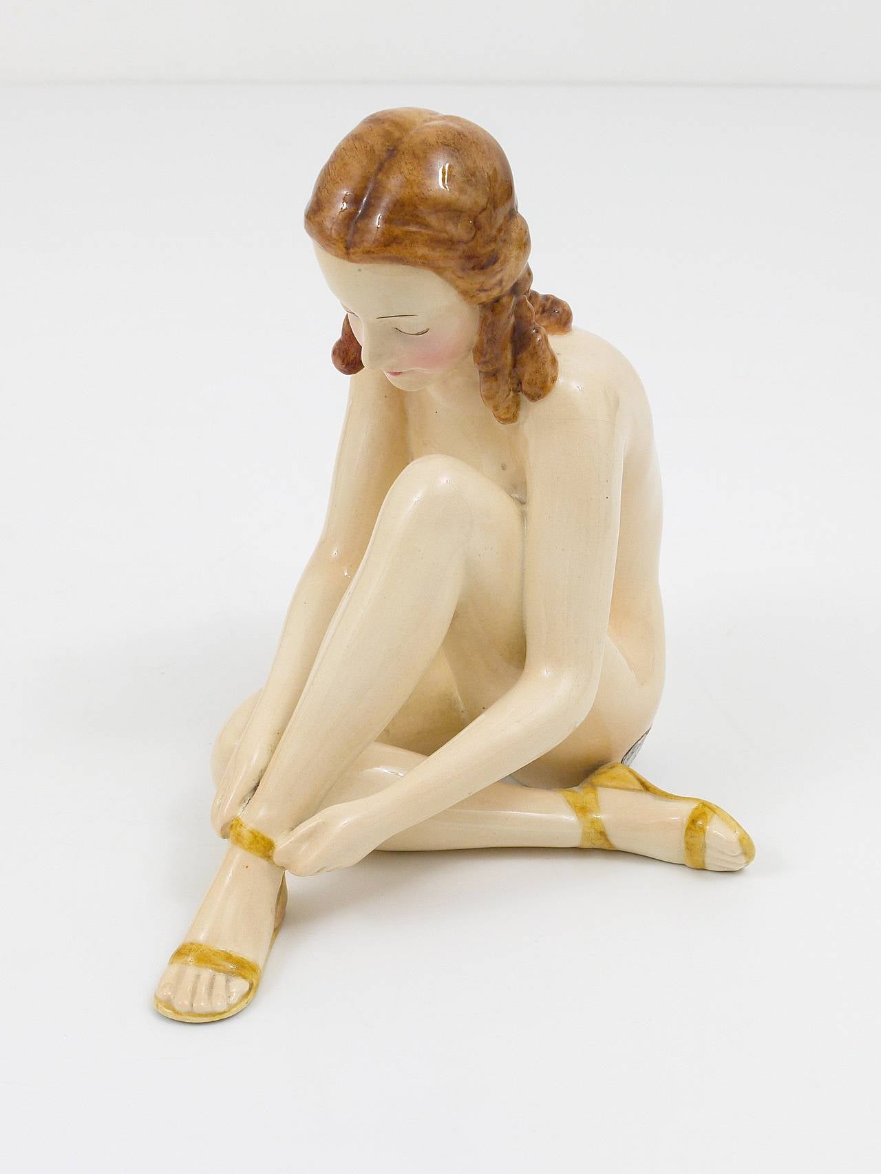 Goldscheider Vienna Female Nude, Art Deco Sculpture, Austria 1930s 3