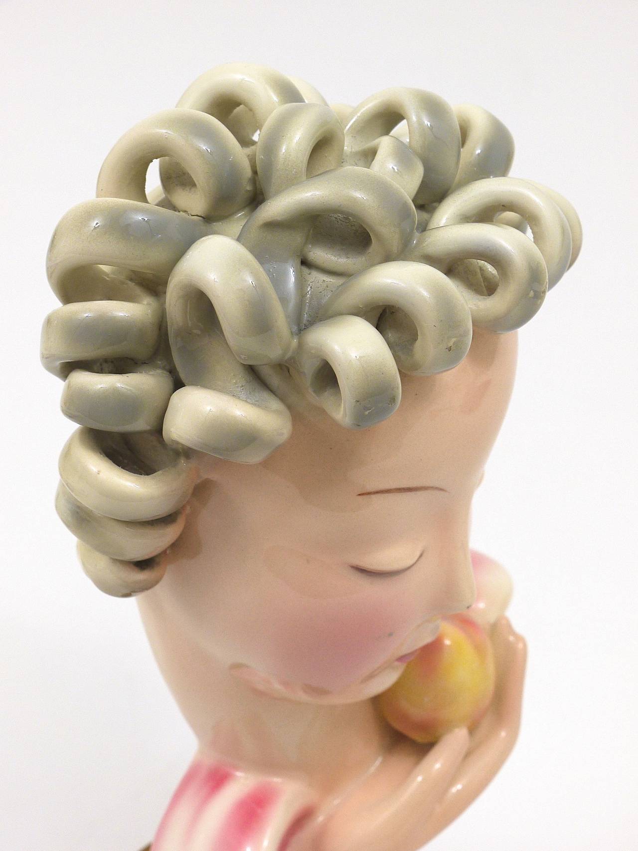 Art Deco Bust by Goldscheider Vienna, Eve with Apple, Rudolph Knorlein, 1930s 5