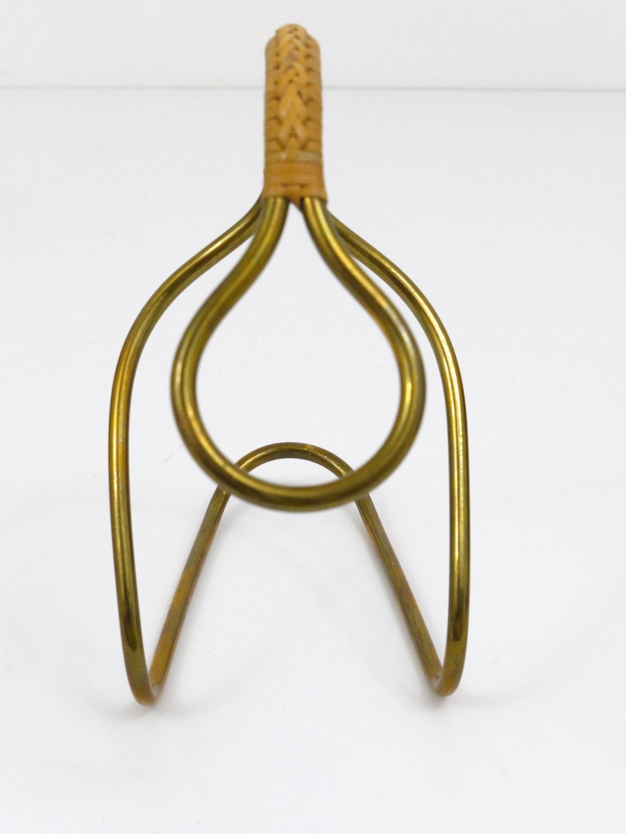 20th Century Mid-Century Carl Auböck Brass and Wicker Wine Server, Austria, 1950s