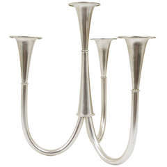 Silvered Bauhaus Candelabra Candleholder by Wilhelm Wagenfeld for WMF Germany