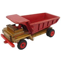 Decorative Vintage Wood Toy Truck From the Early 1950s