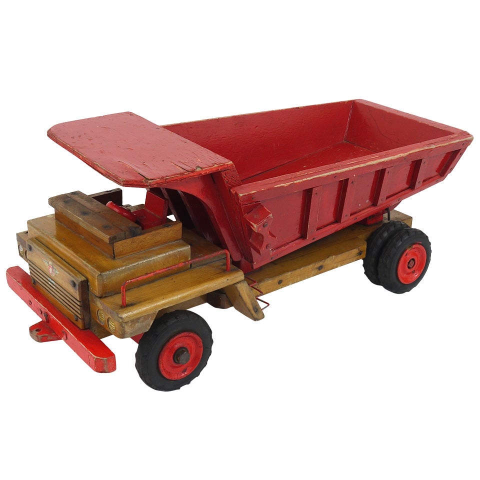 Decorative Antique Wood Toy Truck From the Early 1950s