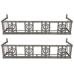 Antique Pair Viennese Art Nouveau Cast-Iron Flower Boxes, Circa 1900, Attr. Otto Wagner