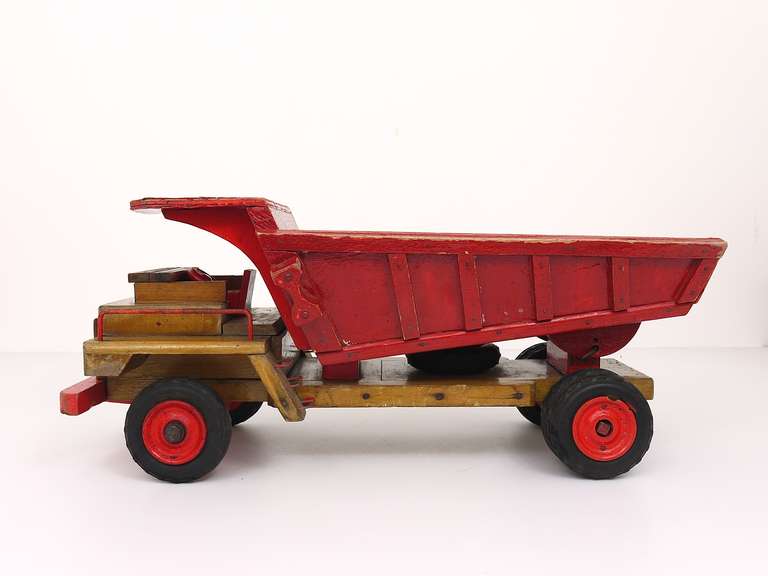 Unknown Decorative Antique Wood Toy Truck From the Early 1950s